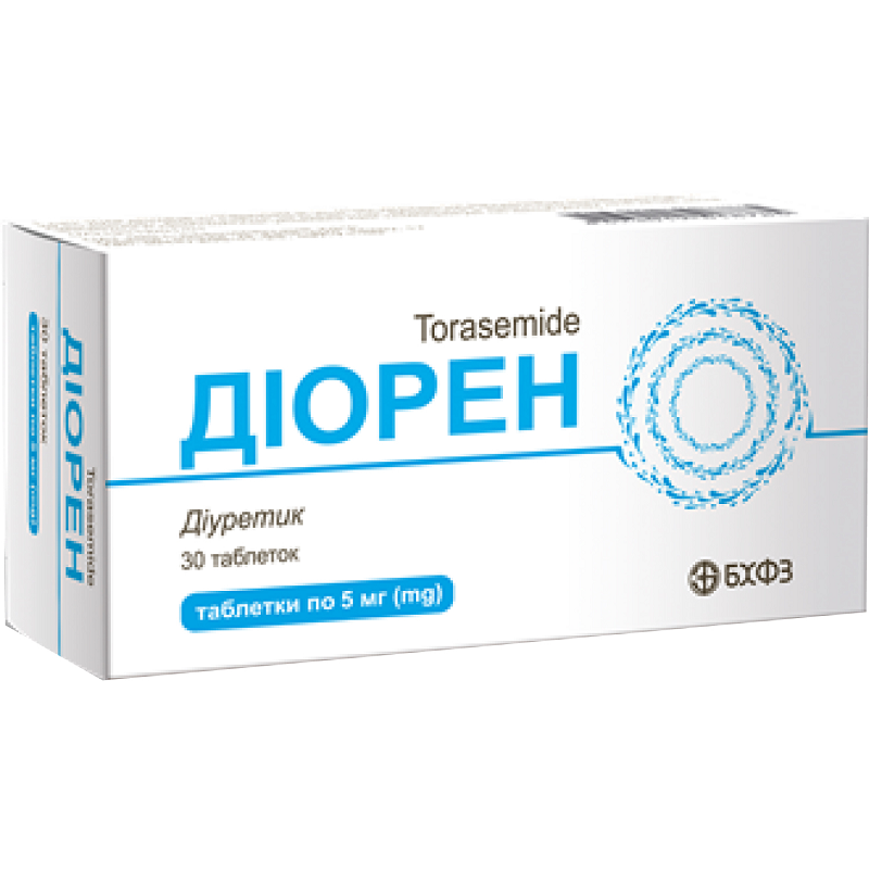 ДІОРЕН таблетки по 5 мг, по 10 таблеток у блістері, по 3 блістери в пачці